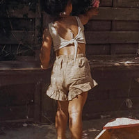 The Frill Linen Short | Oatmeal