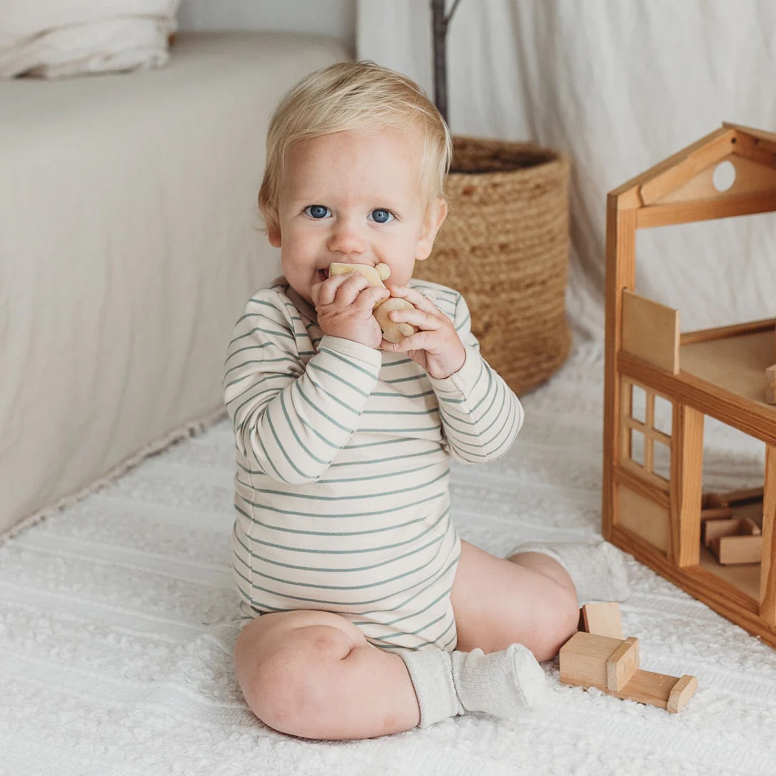 Long Sleeve Bodysuit | Ocean Stripe