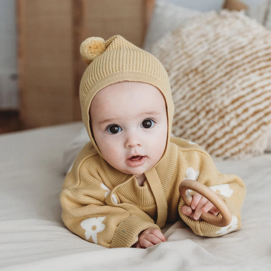 Organic Cotton Knit Bonnet | Buttermilk