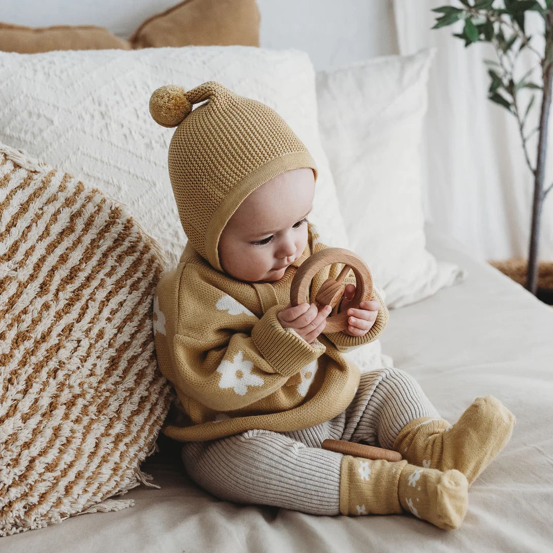 Organic Cotton Knit Bonnet | Buttermilk