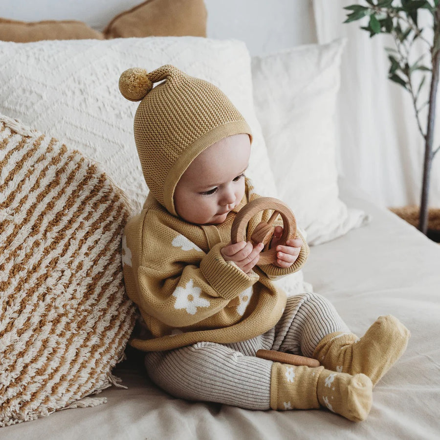 Organic Cotton Knit Bonnet | Buttermilk