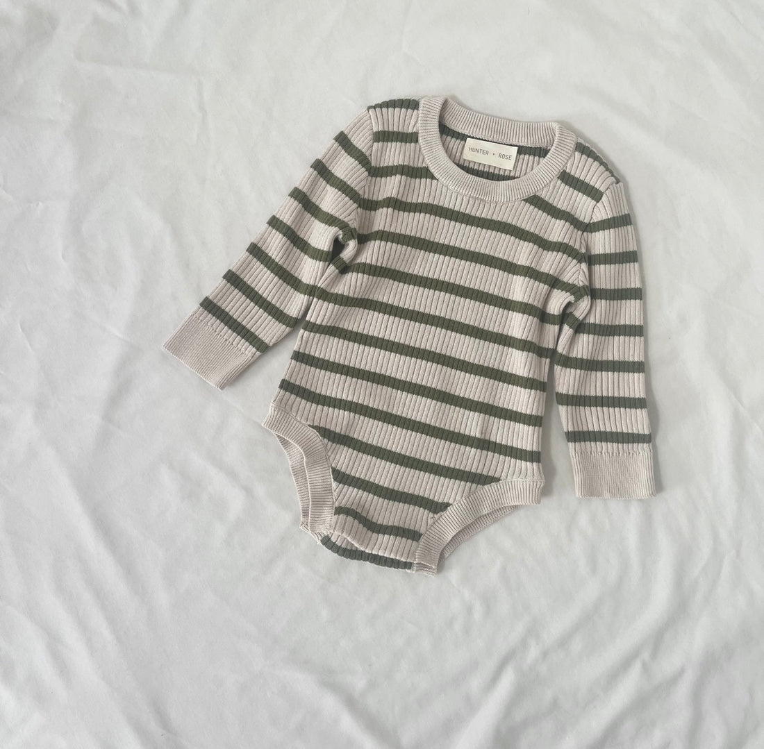 Noa Bodysuit | Olive Stripe