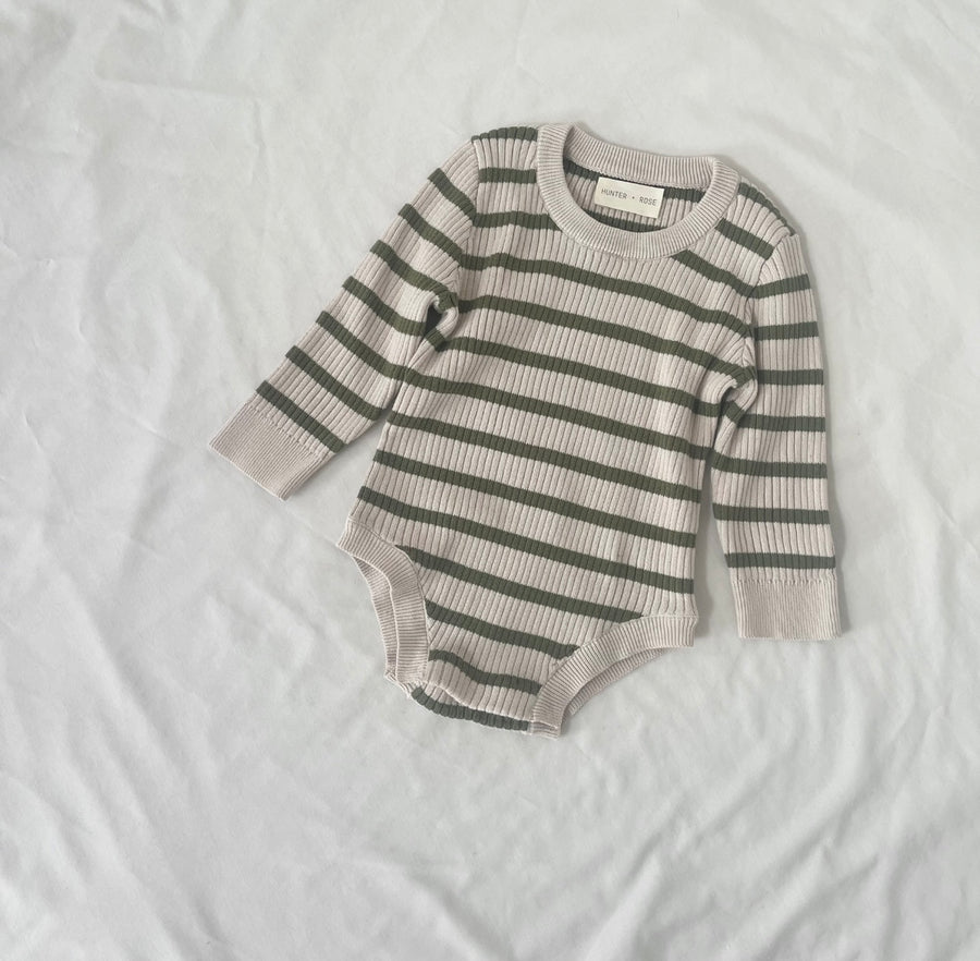 Noa Bodysuit | Olive Stripe