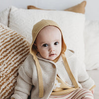 Organic Cotton Hooded Cardigan | Oat