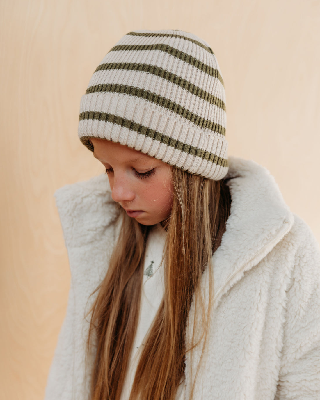 Noa Beanie | Olive Stripe