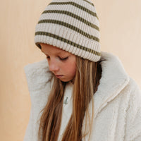 Noa Beanie | Olive Stripe