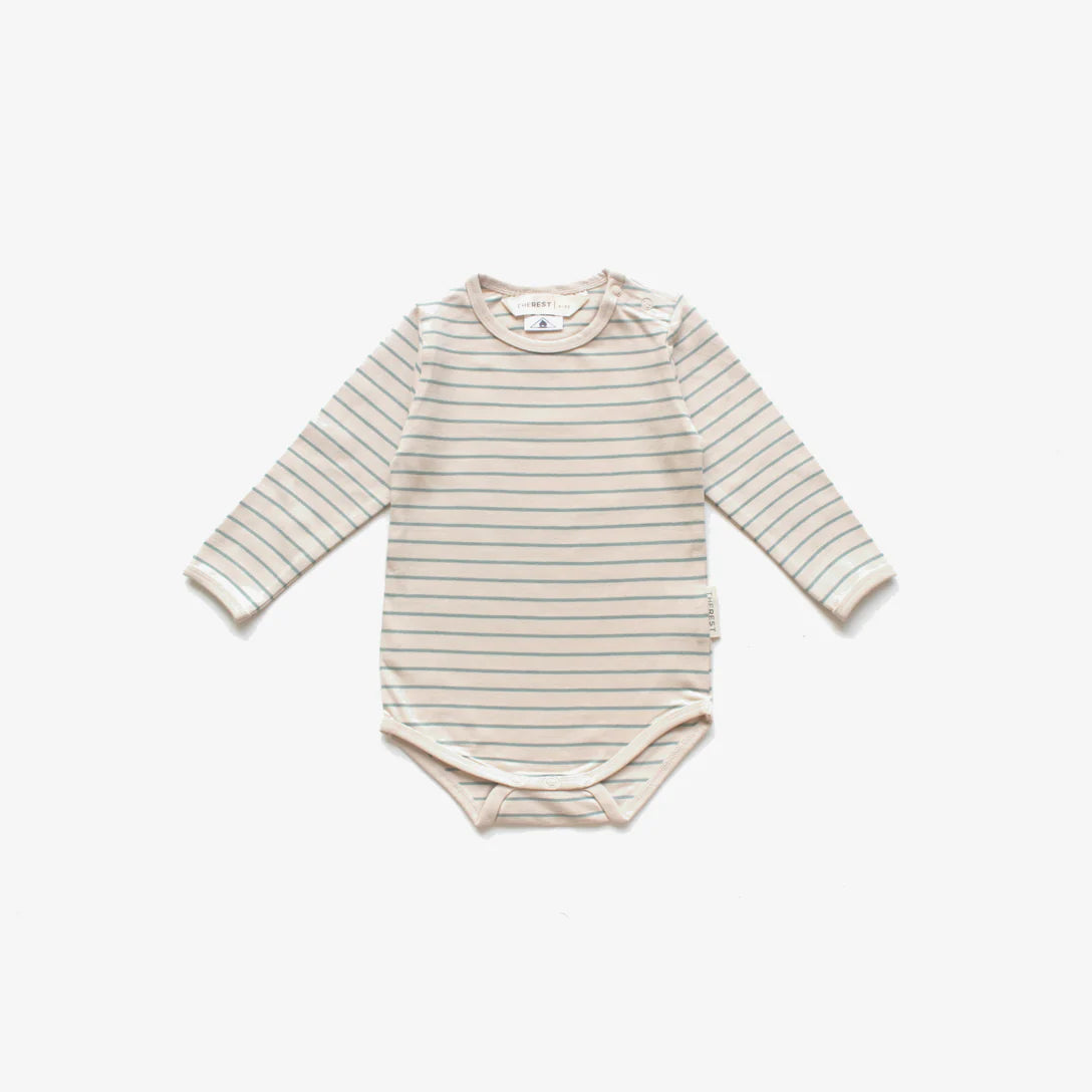 Long Sleeve Bodysuit | Ocean Stripe