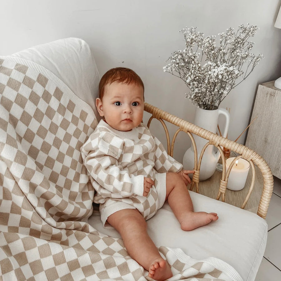 Checkered Jacquard Baby Blanket