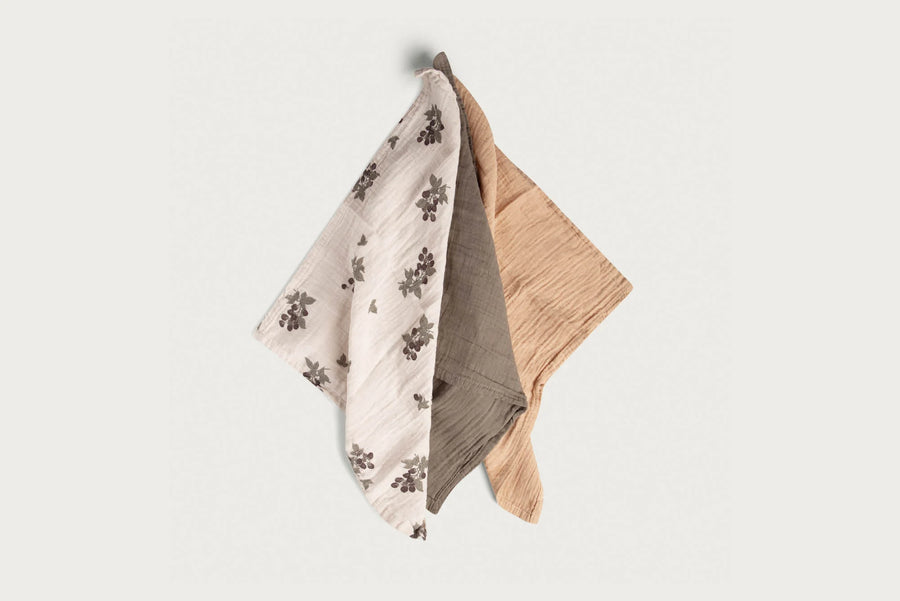 Muslin Burp Cloth 3 Pack | Blackberry