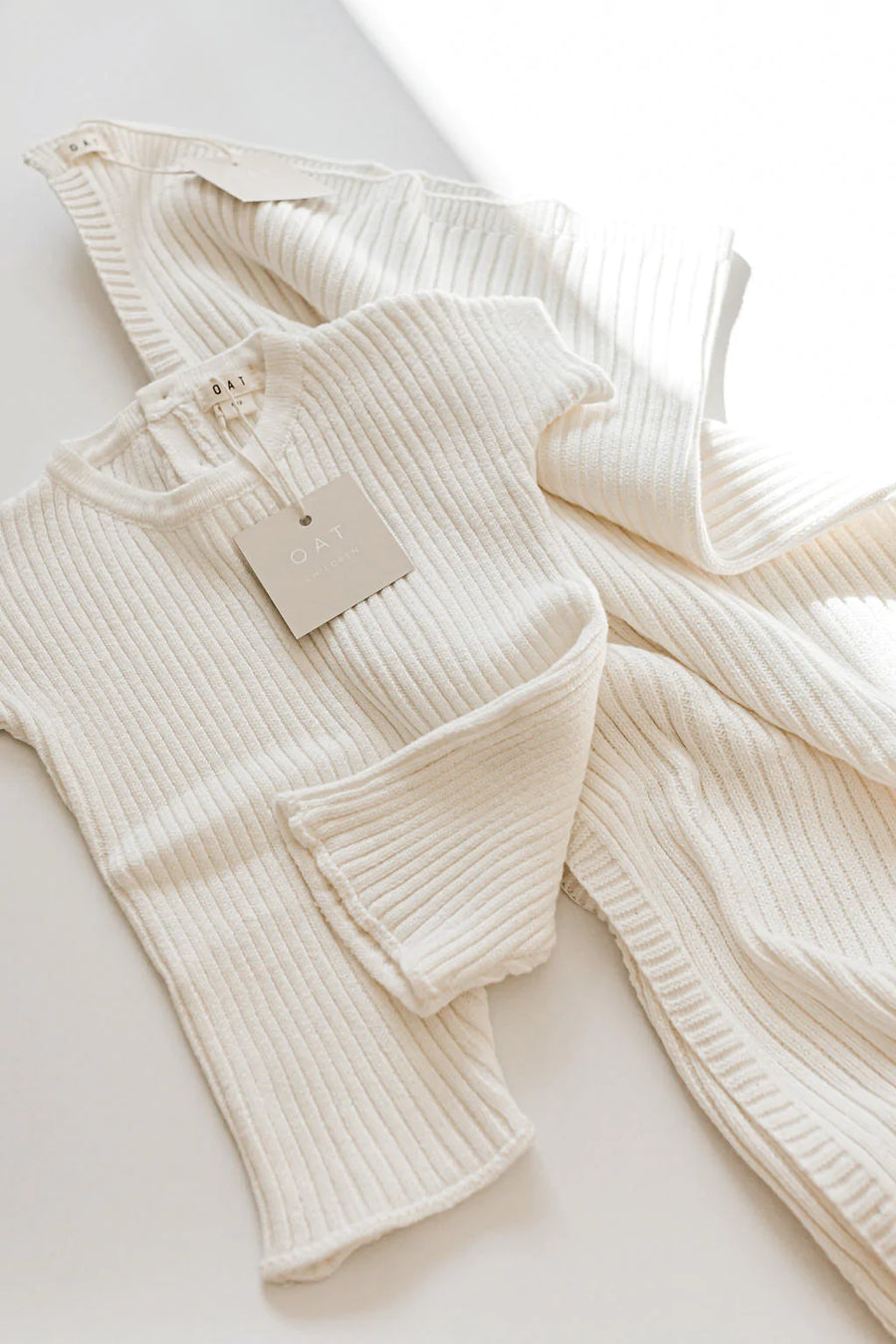 Ribbed Knit Tee Playsuit | Powder