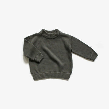 Organic Cotton Knit Jumper | Dark Moss